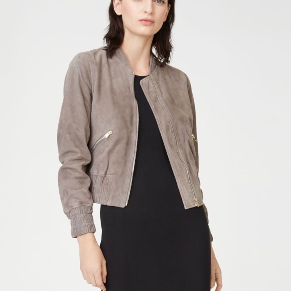 Club Monaco Grey Suede bomber jacket